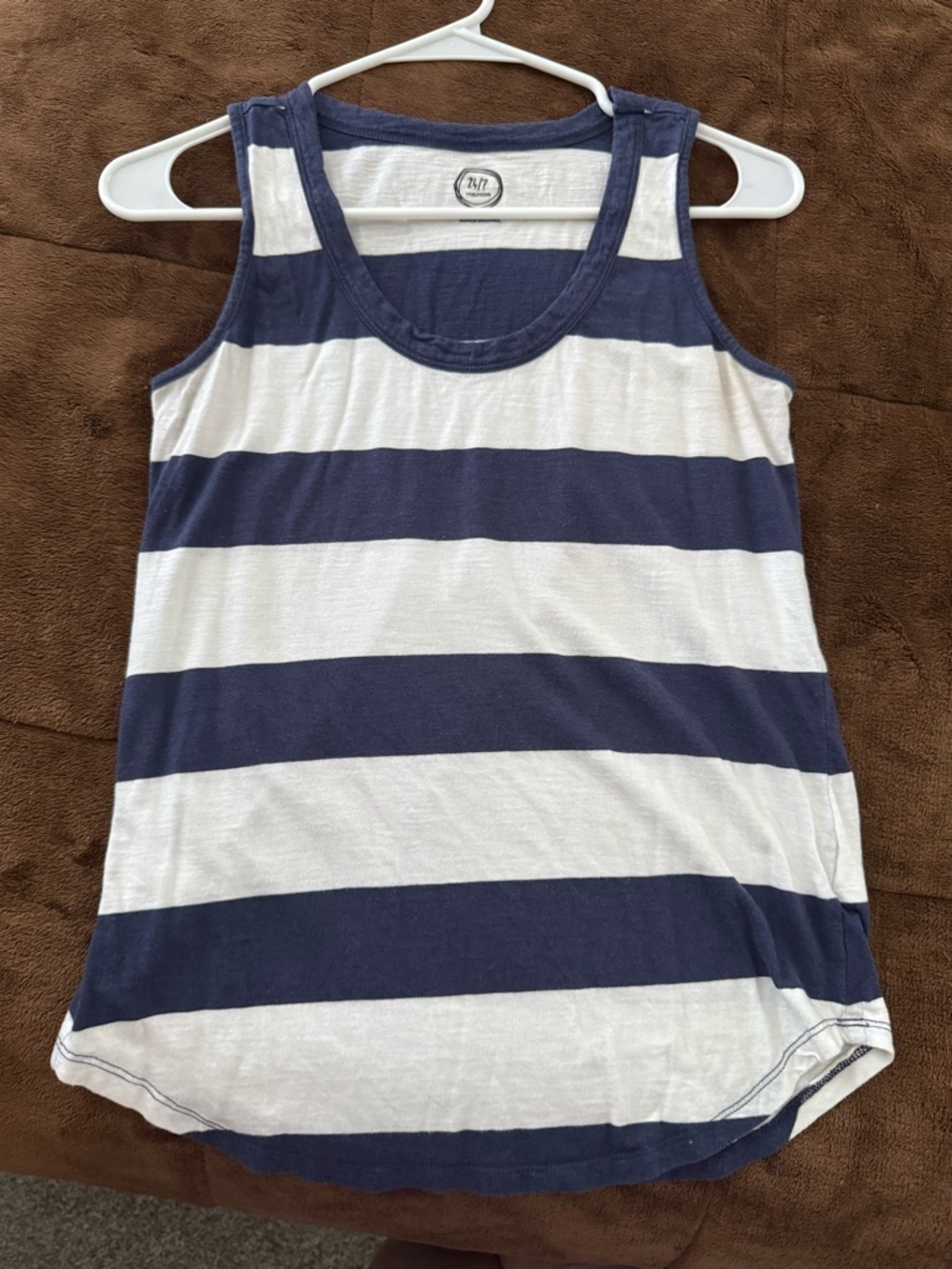 Navy and White Striped Tank Top - 7/7 Brand